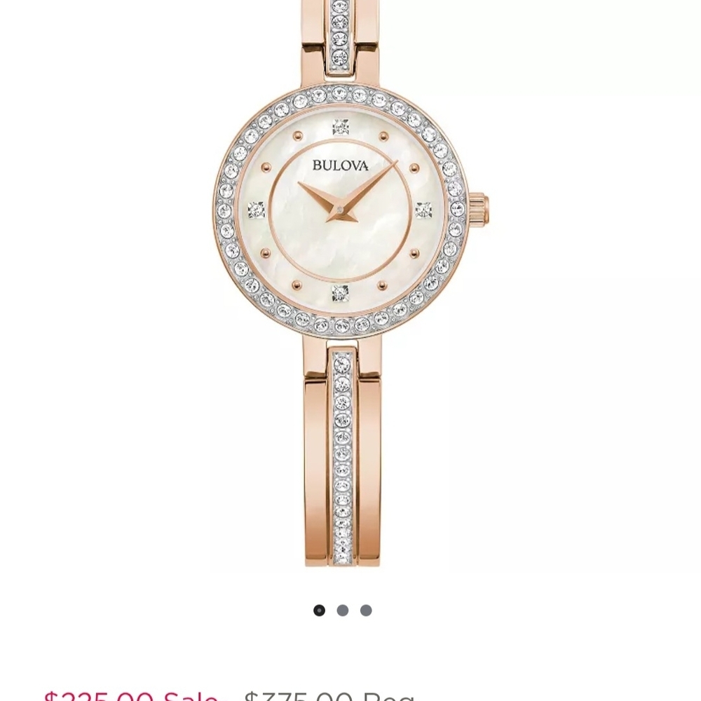 Bulova Women's Rose Gold Crystal Bangle Watch - Rose Gold